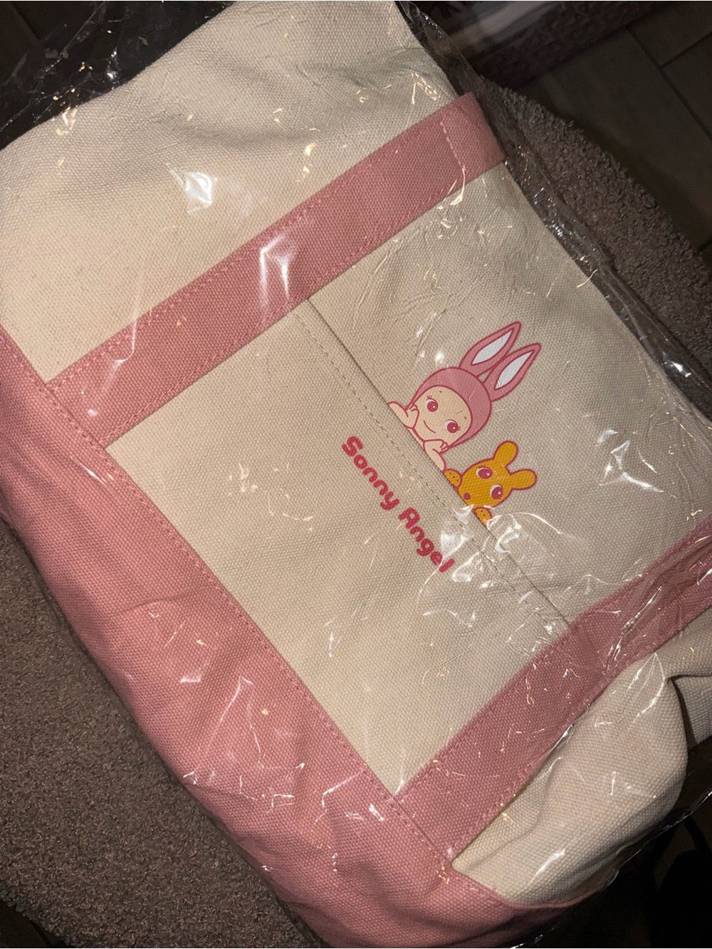 Sonny Angel Pink & Cream Canvas Tote